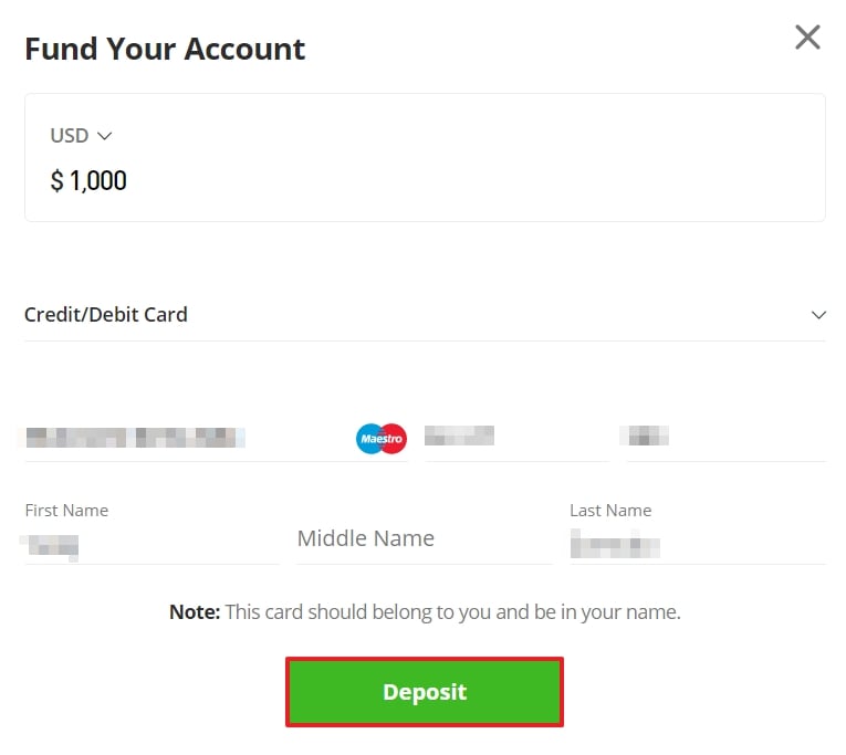 Fund your eToro account